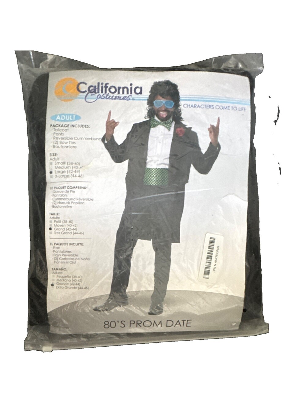 California Costumes 1980s Prom Date Adult Costume Complete Outfit L Black/Green